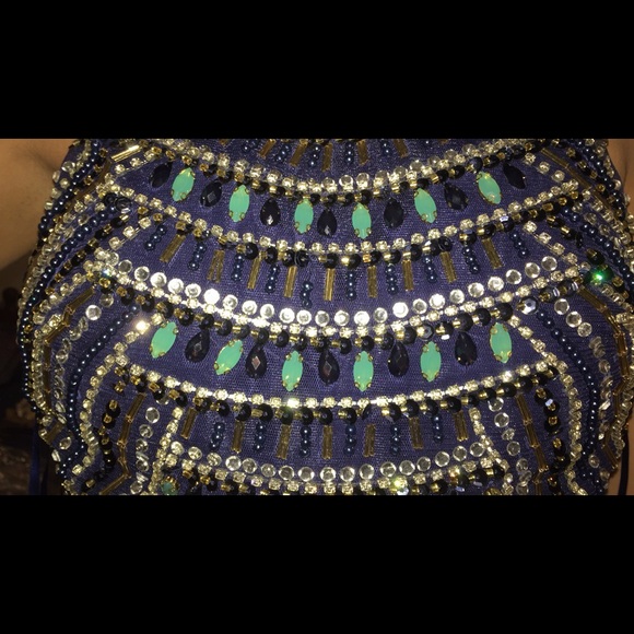 Navy Blue Two Piece Prom Dress - Picture 2 of 7